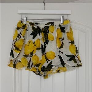 Tobi Lemon Print High Waist Shorts